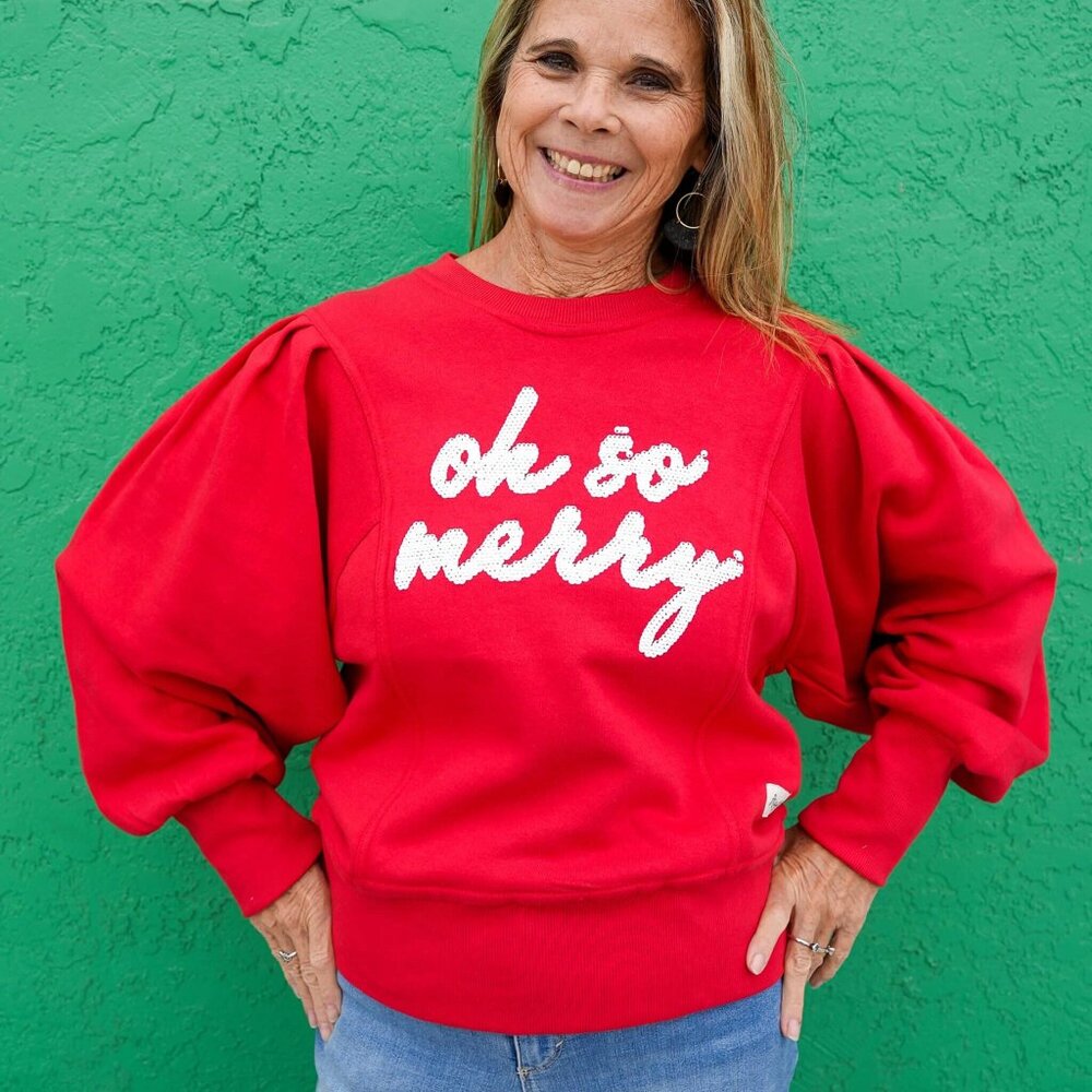 NWT - August Bleu Sequin Red Pullover "Oh So Merry"